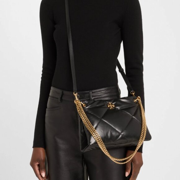 Tory Burch Black Leather Shoulder Bag with Gold Chain - Picture 6 of 7